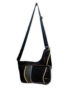 Detours Women’s Black & Gray Quilted Nylon Reflective Crossbody Messenger Bag